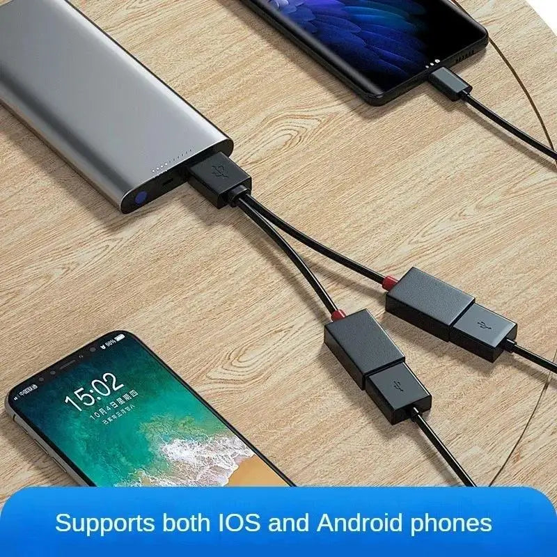 2 in 1 Out USB HUB Car USB Splitter Cable USB Multifunction Adapter Charging Cable For iPhone Huawei Samsung Xiaomi Smart Phone Qme