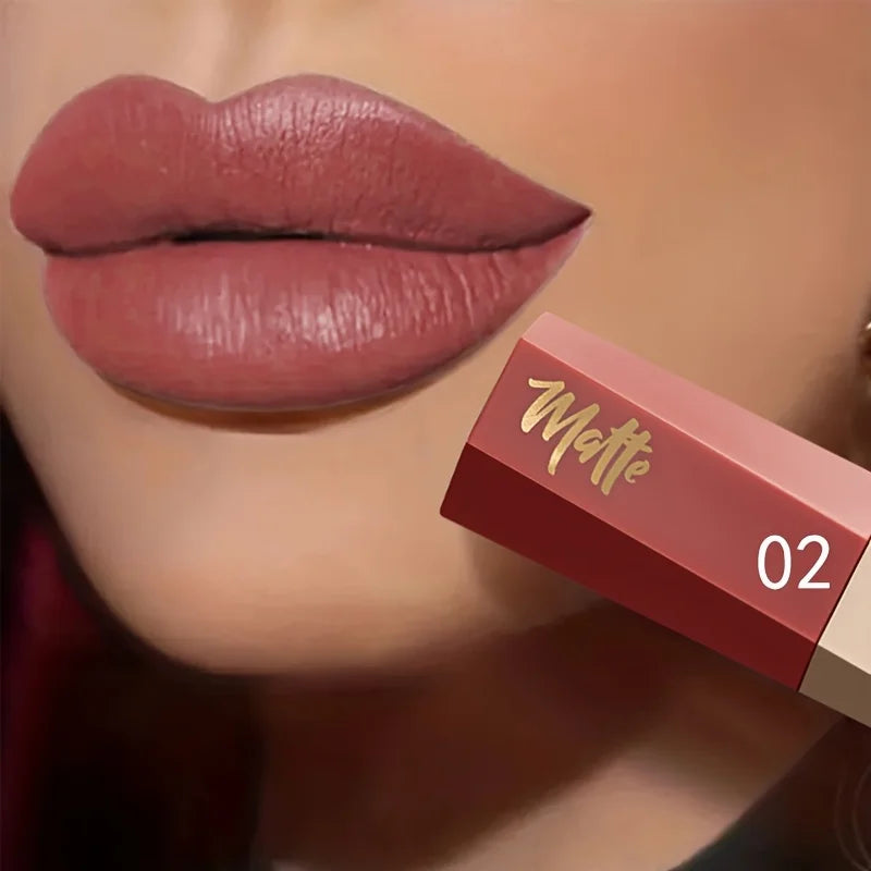 Waterproof Matte Velvet Lip Tint Long-lasting Nude Glaze Sexy Smooth Qme 02