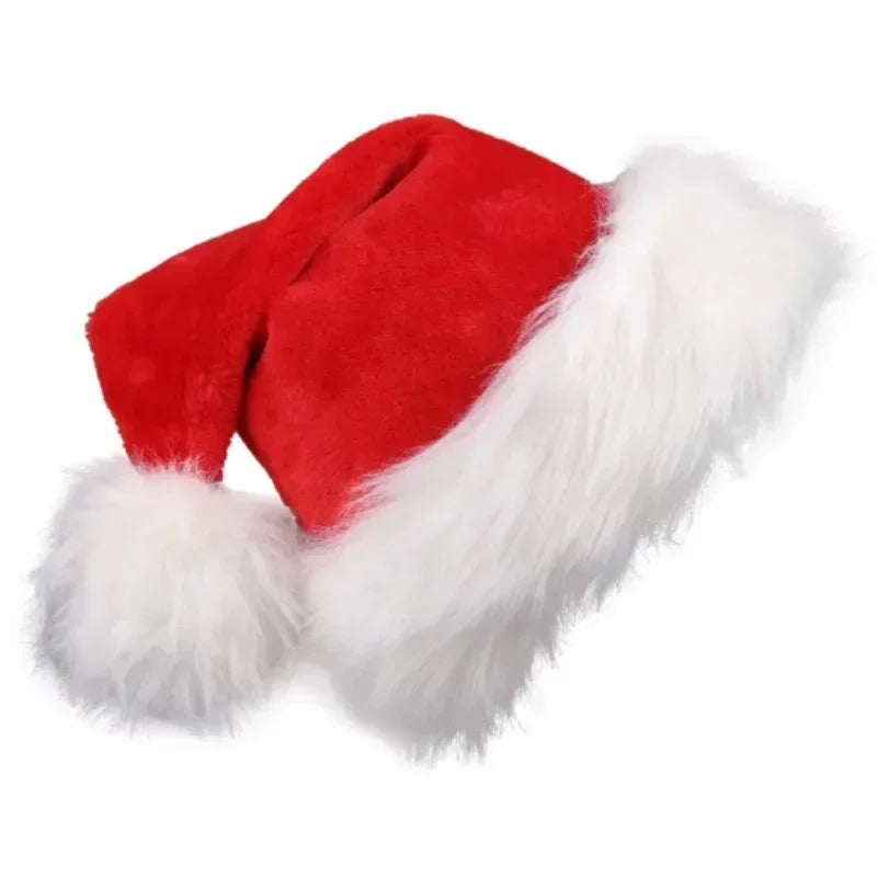 Christmas Hat Red Plush Thickened Santa Hats for Adult Kids Winter Christmas Caps Festive Xmas Party Decorations Gifts New Year Qme