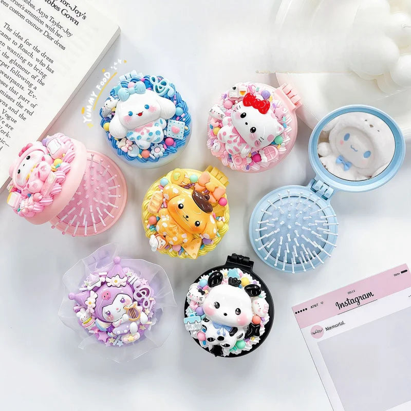 Hello Kitty Kuromi DIY Mirror Cushion Comb Craft Make Own Cute Qme