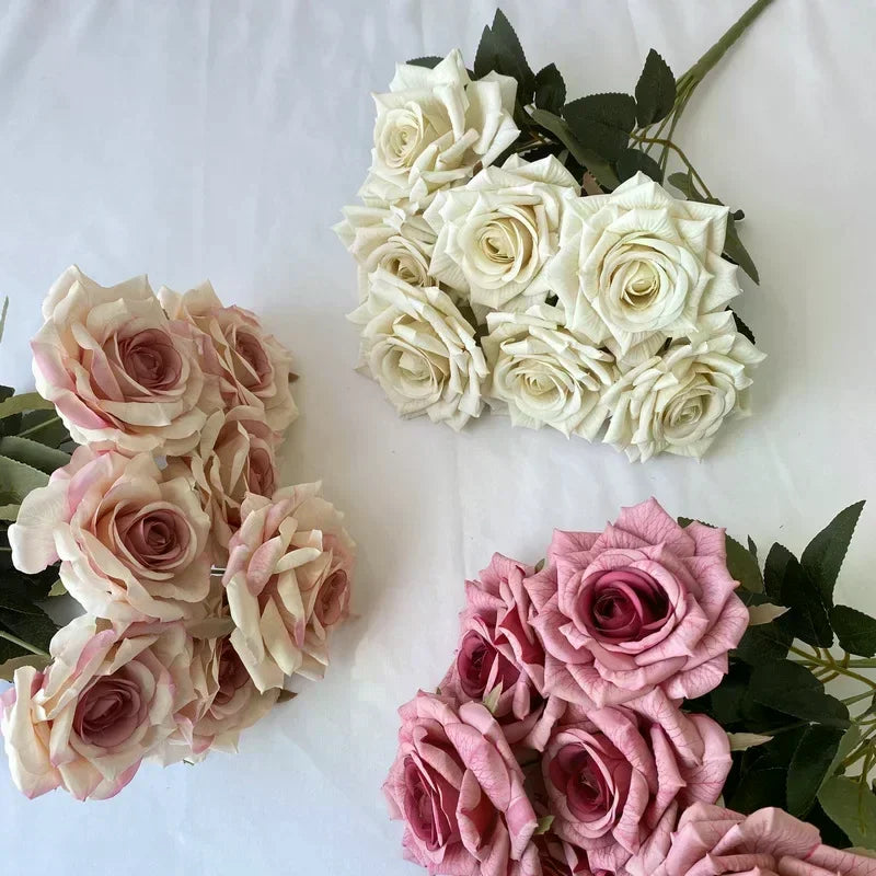 41CM Silk Screen Rose Artificial Flower Wedding Living Room Decoration Road Guide Bouquet, Artificial Flower Qme