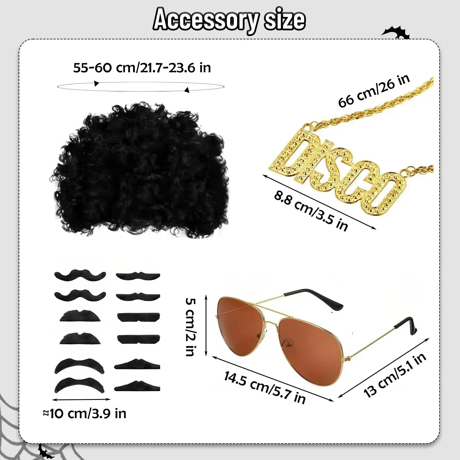 Disco Costume Men 70s Fancy Dress Costume Set with Sequin Shirt Necklace Glasses Beard Outfit Halloween Costumes For Adults Qme