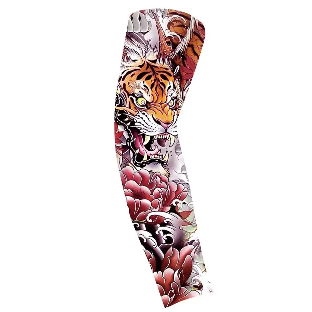 Flower Arm Pattern Flower Arm Tattoo Sleeve Breathable Thin Men Sunscreen Sleeve UV Protection Long-sleeved Ice Silk Arm Sleeve Qme style 12