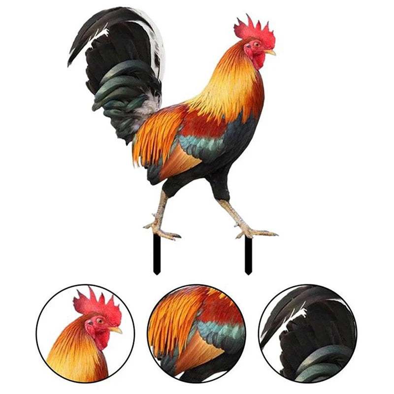 Patio Backyard Home Outdoor Decoration Garden Rooster Statue Chicken Qme