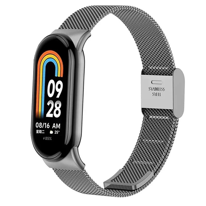 Metal Mesh Stainless Steel Strap for Xiaomi Mi Band 8 Smart Bracelet Replacement Accessories Watchband Miband 8 Smartwatch Qme