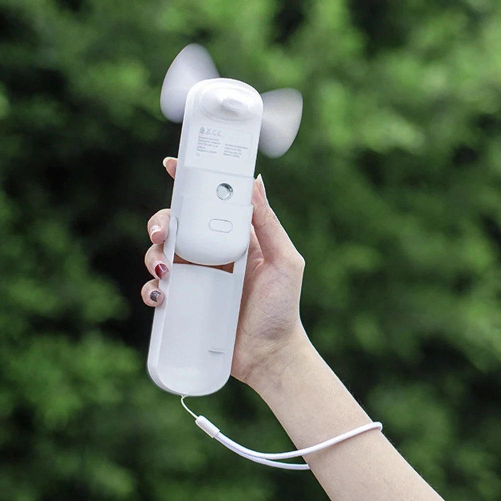 USB Rechargeable Handheld Misting Fan With Foldable Design, Portable Cooling Fan For Outdoor Activities Travel And Beach 3 Sp Qme