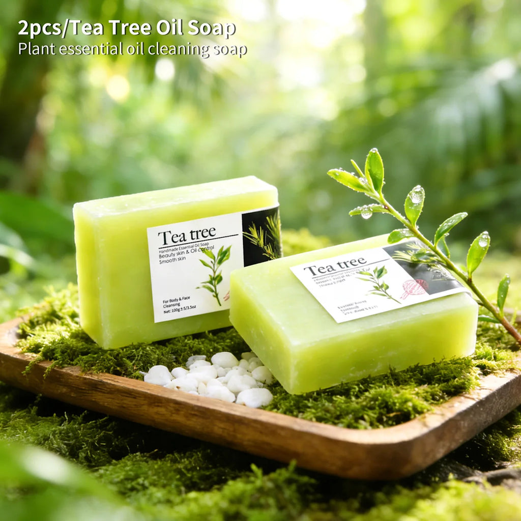 2Pcs100G Tea Tree Oil Soap Bar Deep Cleansing Facial Bath Acne Pimple Qme Default Title