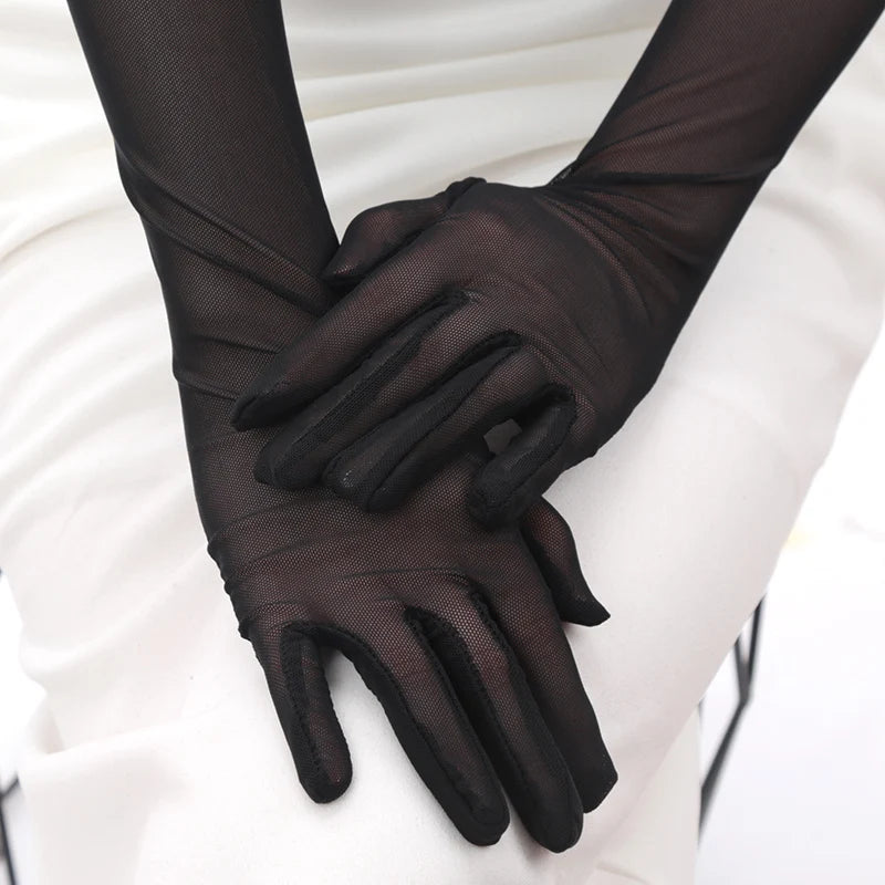 Elastic Transparent Sunscreen Sexy Driving Gloves Women Ultra Thin Qme
