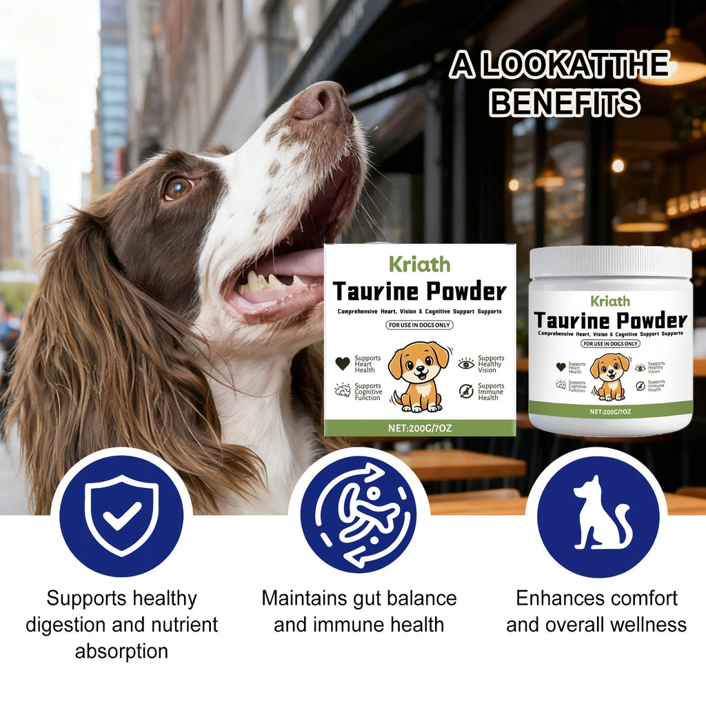 Pet Taurine Powder Support Heart Wellness Maintain Normal Vision Function Enhance Hair Radiance Dog Daily Nutrients Supplement Qme