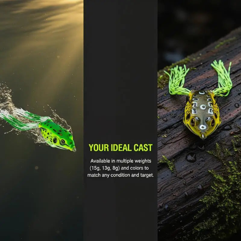Frog Bait Plastic Fishing Lure Hooks Topwater Ray Artificial 3D Eyes Qme