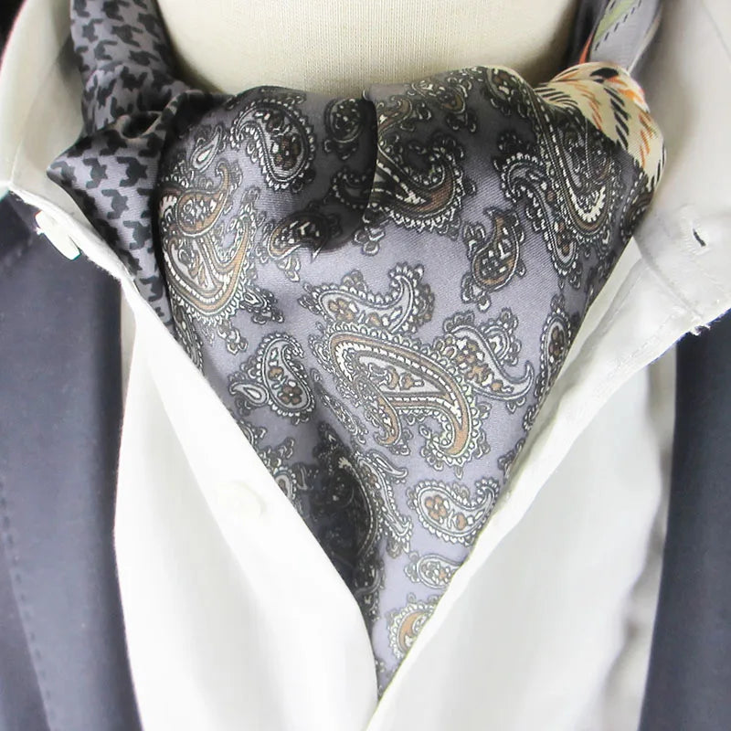Silk Feeling Polyester Scarf Men's Neck Foulard Square Small Headband Qme GRAY One Size