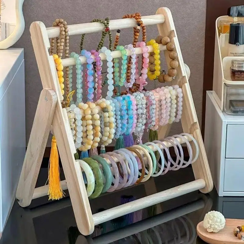 Wooden Headband Storage Rack Display Stand 2 Layer Home Use Hair Accessories Jewelry Headwear Exhibition Rack Jewelry Storage Qme
