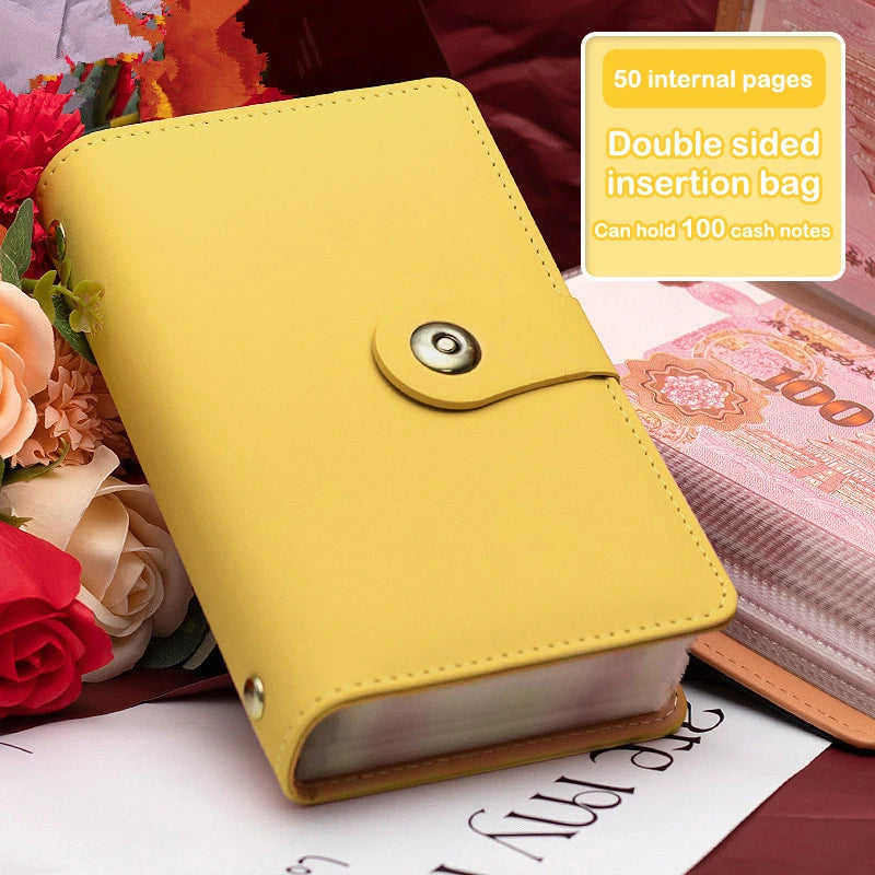 Banknote Storage Book Made Of PU Material, Can Hold 100 Banknotes, With Banknote Photos, Stamps, Bank Card Storage Book Qme I