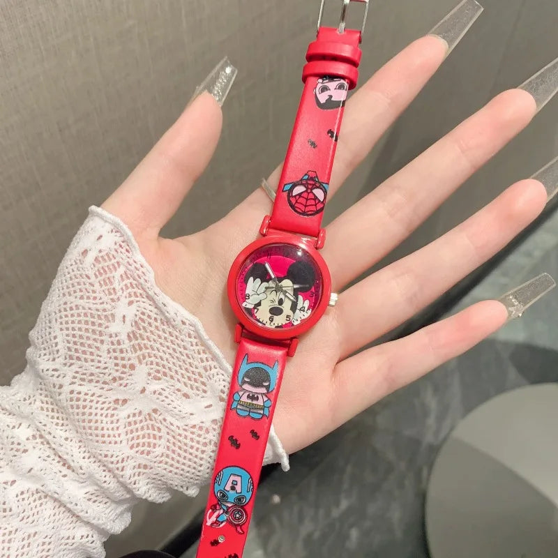 Mickey and Minnie Mouse Cartoon Watches Cute, Korean-Style, Kawaii Watches for Students to Learn Numbers and Tell Time Qme 7