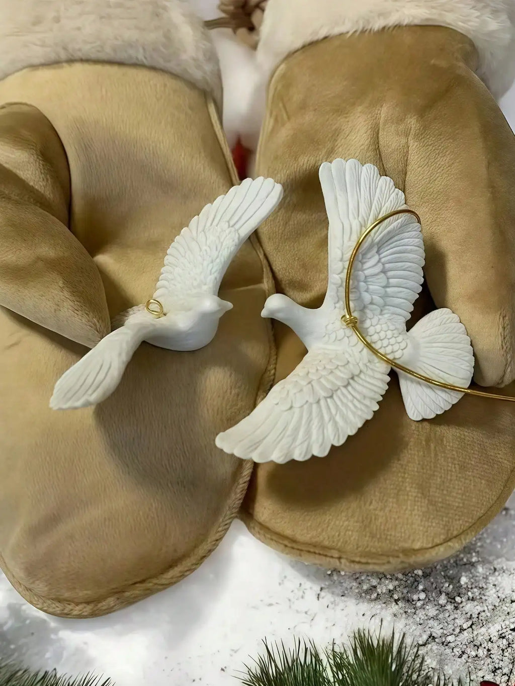Decoration Double Pigeon Statue Pendant Creative Home Festival Resin Qme