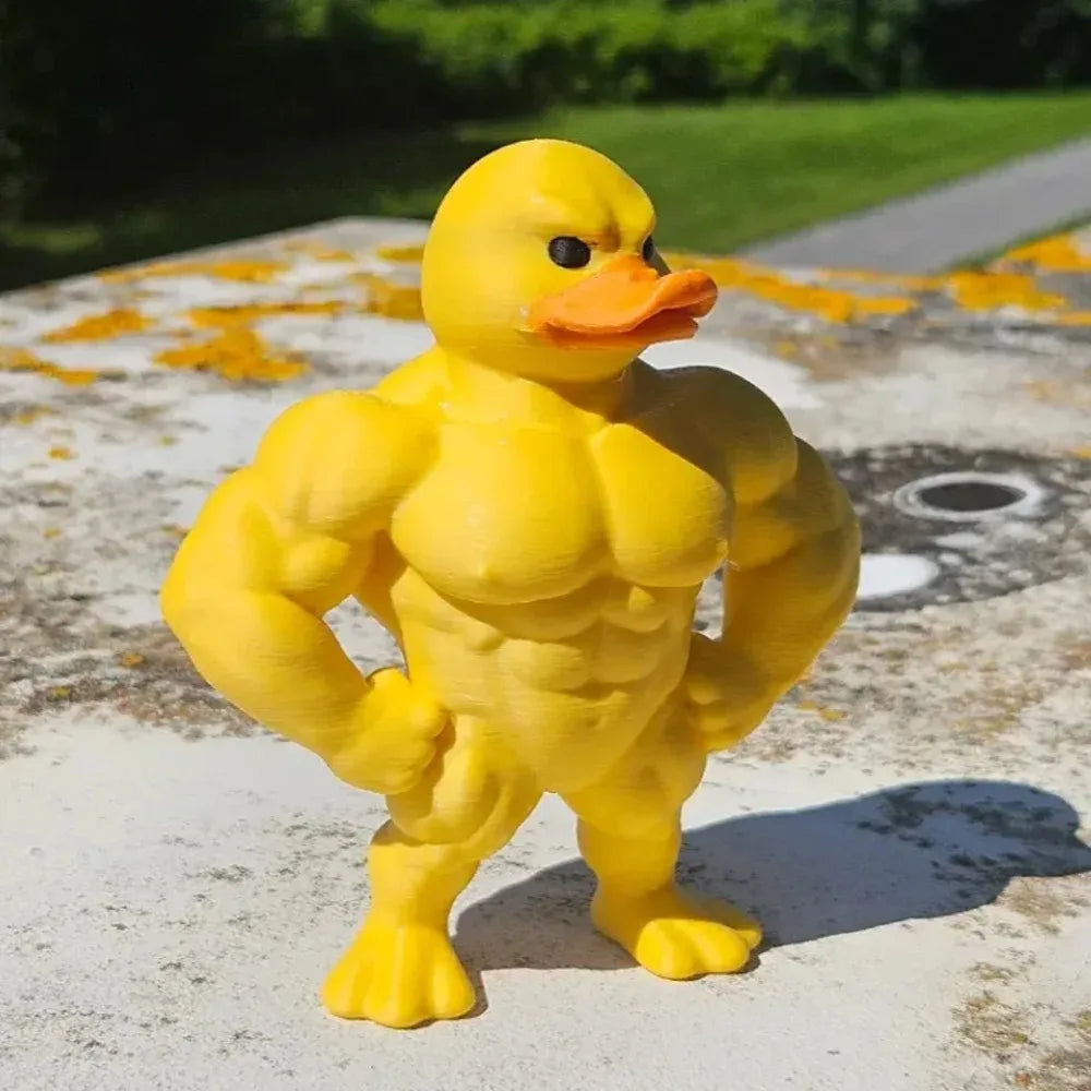 Muscle Duck Statue -3D Desktop Decor,Cute Bookshelf Whimsical Figurine,Multifunctional Indoor/Outdoor Decoration, Home Accessory Qme