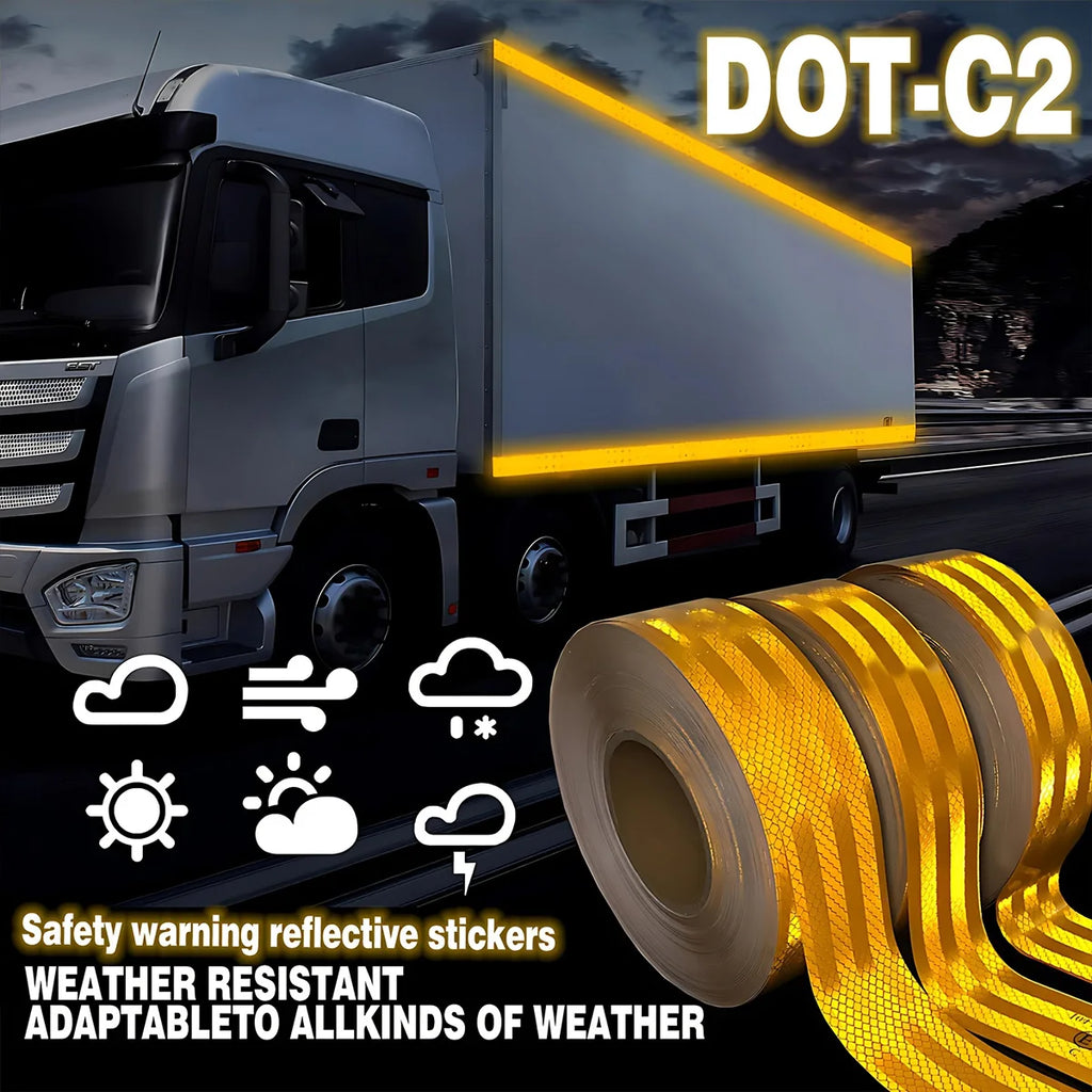 High Conspicuity Yellow Reflective Tape Prismatic Retro Reflector Sticker Waterproof Reflective Strip For Truck Trailer Qme