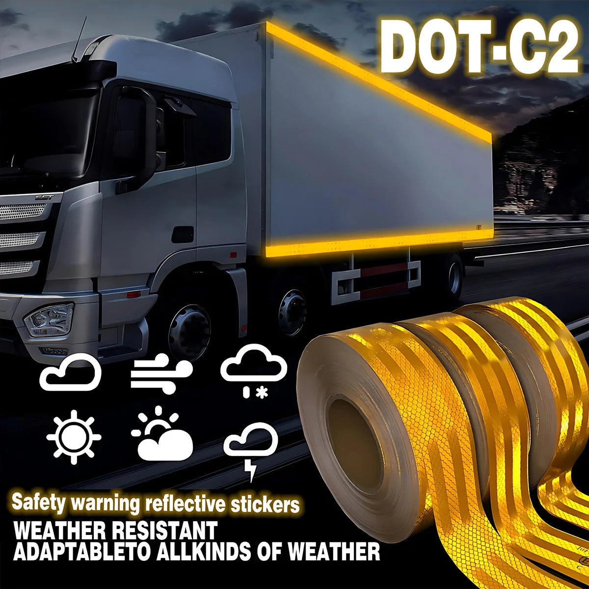 High Conspicuity Yellow Reflective Tape Prismatic Retro Reflector Sticker Waterproof Reflective Strip For Truck Trailer Qme