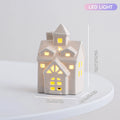 Village House Light Up Decorations, White Ceramic House Decor With Lights, Light Up Winter Village Houses Qme A