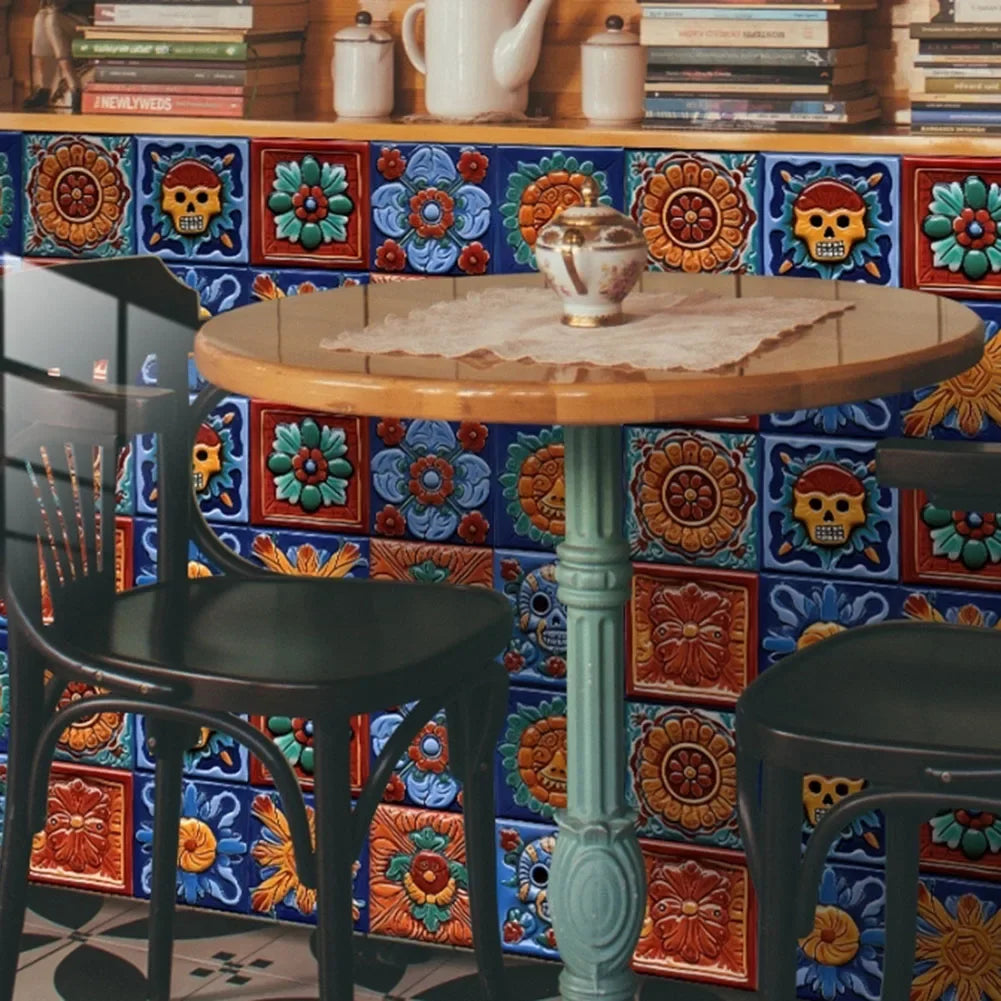 20pcs Decoration Mexican Tiles Decals Long Lasting Use Peel And Stick Tile Stickers Peel And Stick Tile Stickers Qme