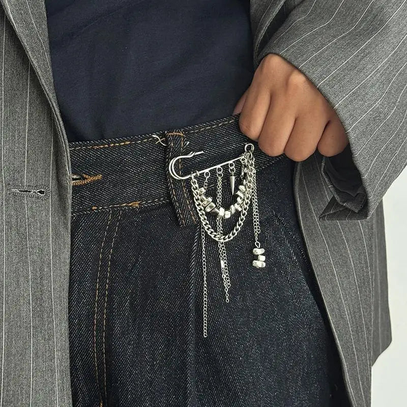 New Multi-Functional Chain Tassel Brooches Handmade Adjustable Clothes Accessory Detachable Beaded Chain Pin Women Qme H