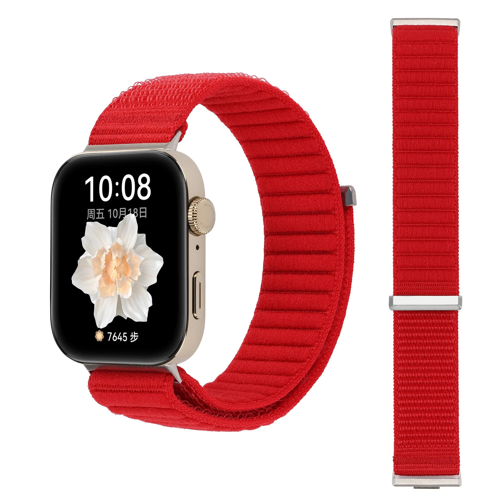 A Adjustable Breathable Nylon Woven Watchband with Stylish Metal Buckle for Huawei Watch Series - Replacement Wrist Band Qme China Red