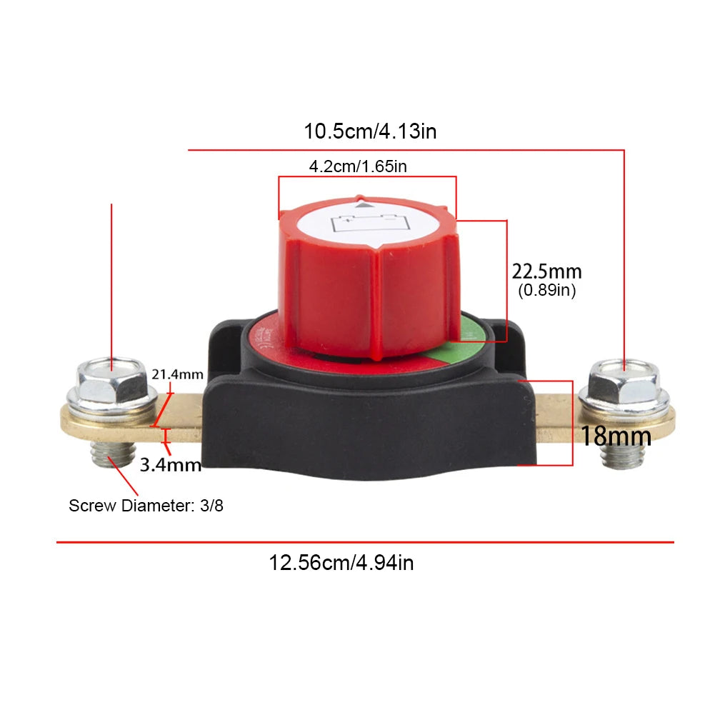 On/Off 300A Battery Disconnect Switch Top Post Battery Switch Battery Cut Off Switch for Car Vehicle RV and Boat Qme