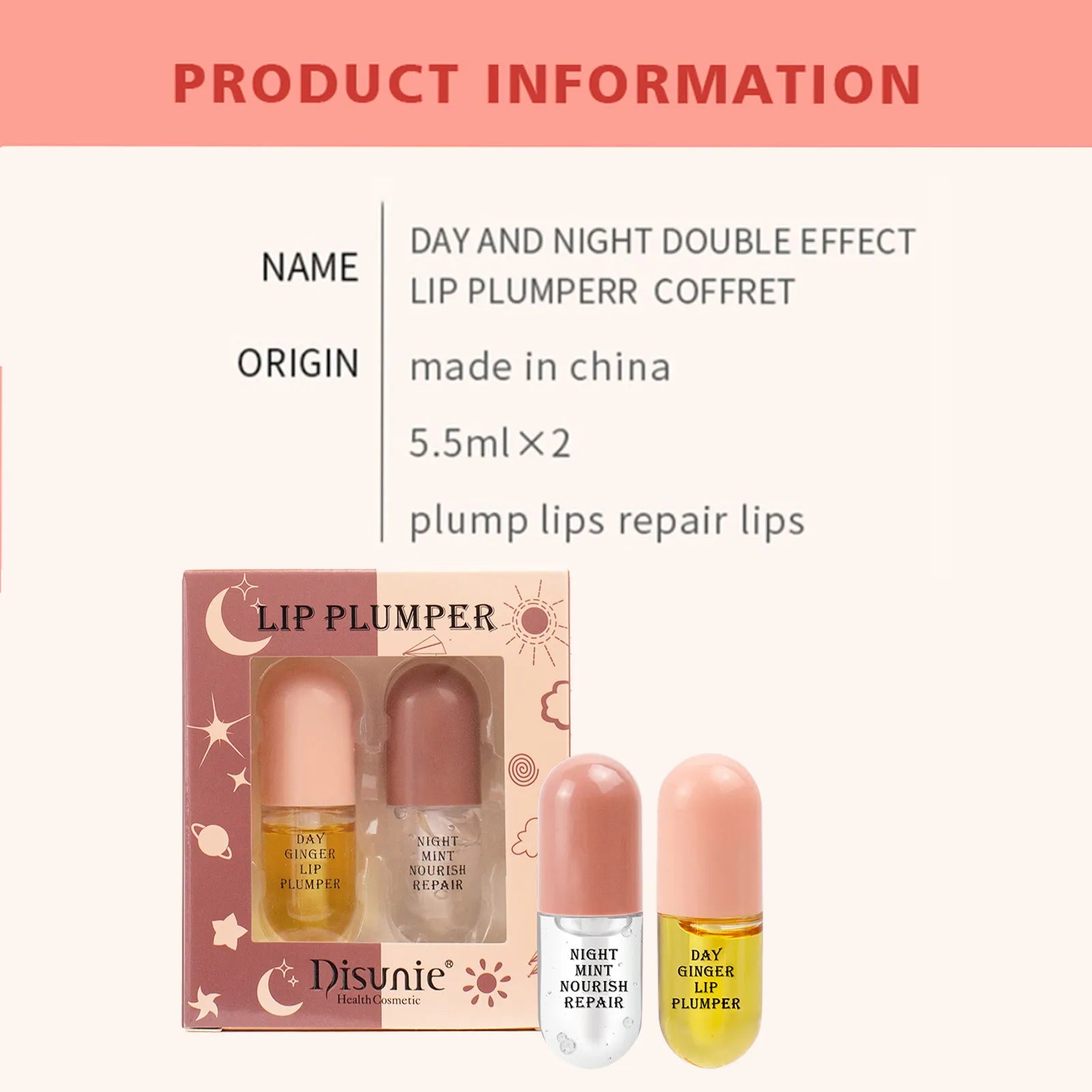 Natural Lip Plumper Daytime Night Use Ginger Mint Extracts Vitamin E Qme