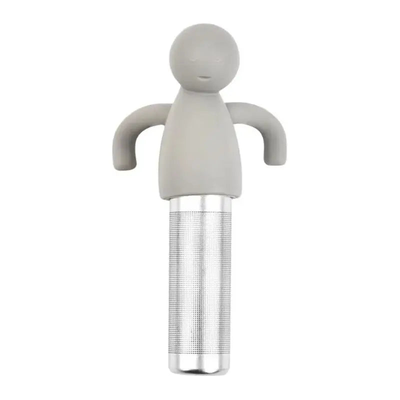 Stainless Steel Creative Human-shaped Tea Infuser Kitchen Home Use Qme one size Gray