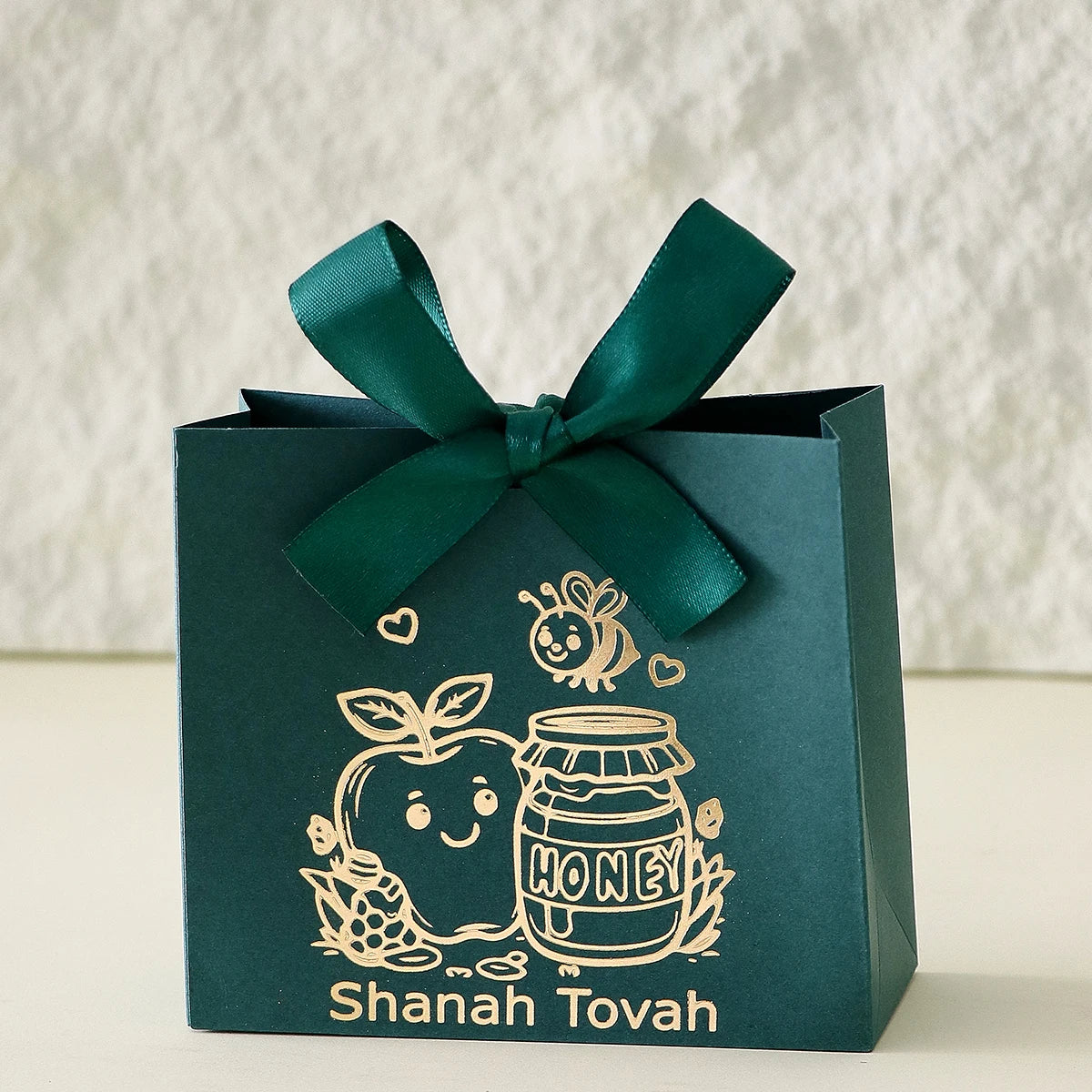 10 Square Paper Boxes for Jewish New Year Gifts and Candy, with Gold-Stamped Apple and Honey Jar Line Patterns on the Surface. Can Be Used to Store Candies and Small Souvenirs, Suitable for Jewish New Year Family Gatherings, Qme Fmg-Green-10Pcs 11.5X10X4.5Cm