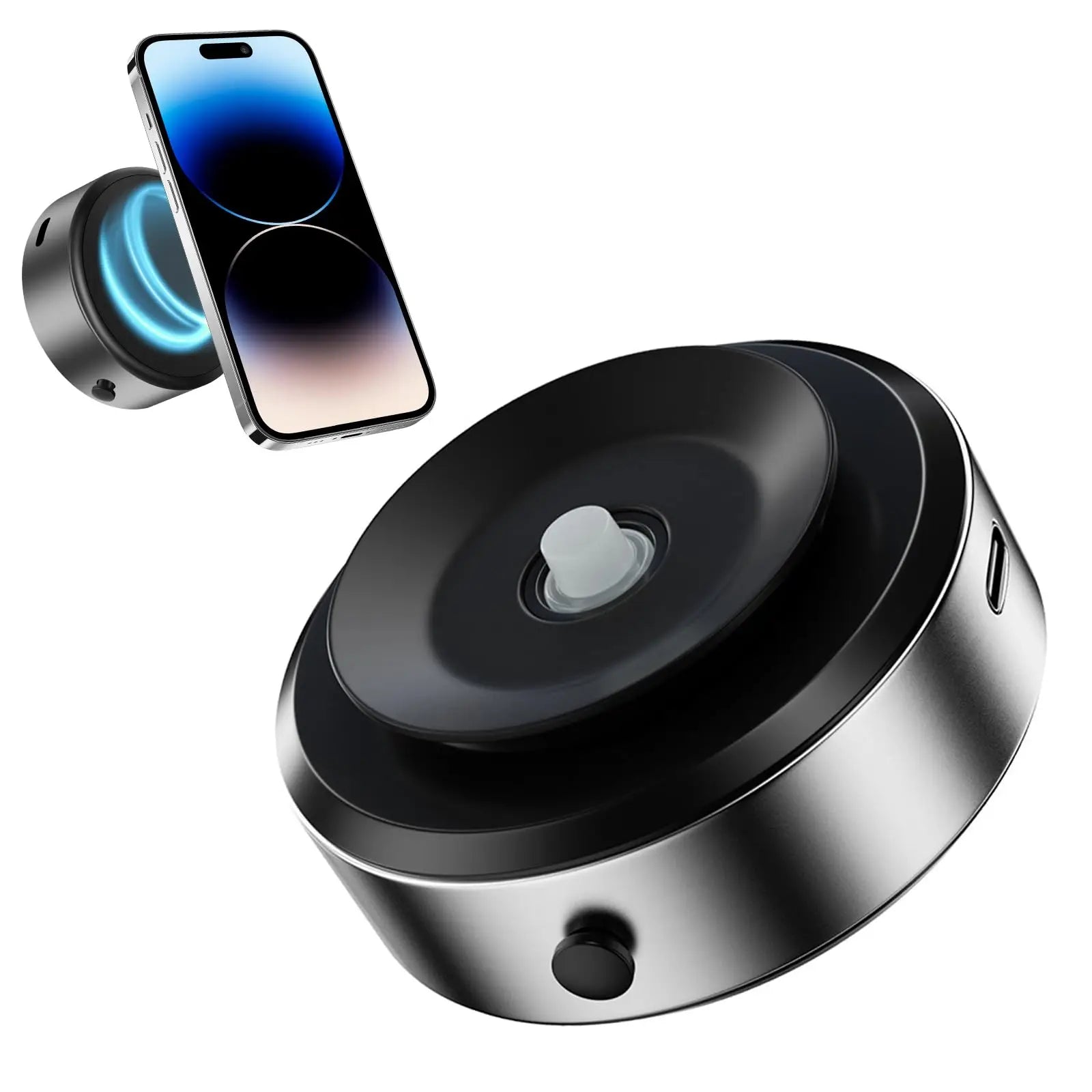 Magnetic Mobile Phone Holder, 360°Rotation Magnetic Car Cell Phone Holder, Air Suction Magnetic Car Phone Holder Qme Silver