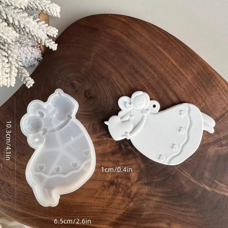 1Pcs Christmas Tree Hanging Ornament Plaster Concrete Resin Mould DIY Angel Love Girl Silicone Mold Girl Craft Supplies Qme A4