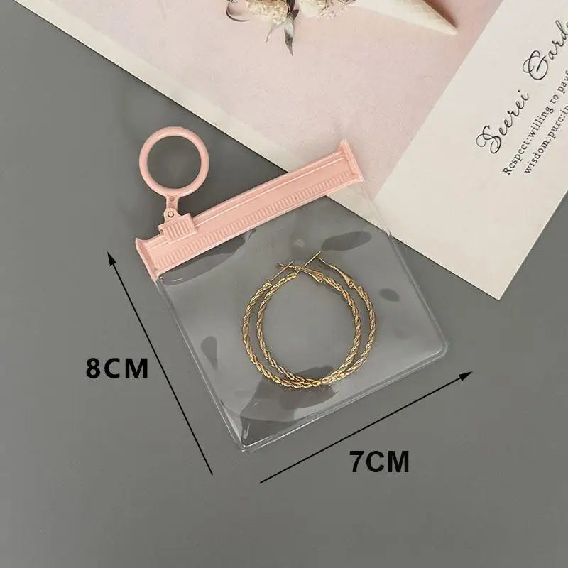 10Pcs Reusable Pink Jewelry Zipper Pouches Soft EVA Plastic Storage Envelopes for Small Jewelry Rings Home Organization Qme Pink 7X8CM