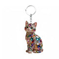 Cute Rhinestone Cat Keychain Mini Acrylic Bling Kitten Hanging Qme 1PC