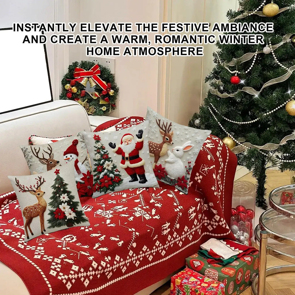 Christmas Pillow Covers Soft Cushion Case Holiday Decor Couch Sofa Qme