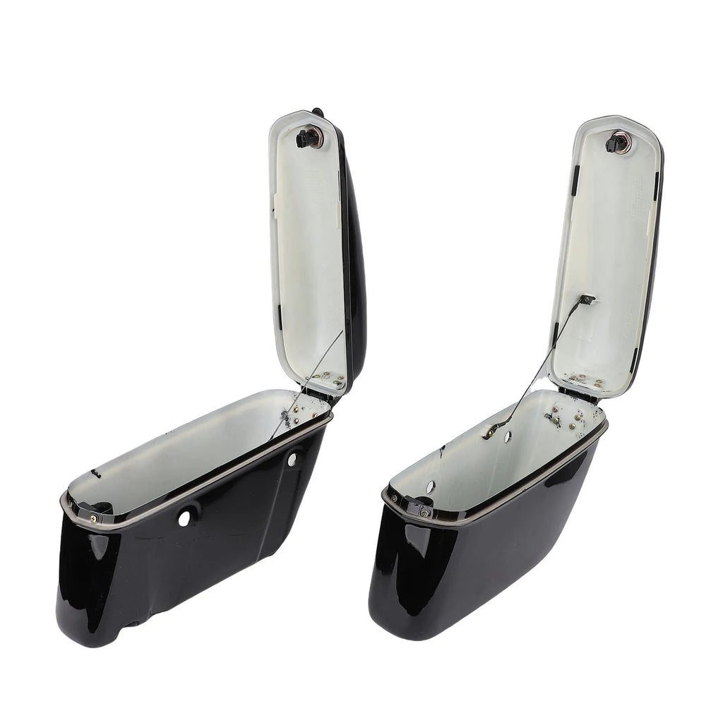 1Pair of Universal 22L Motorcycle Hard Saddle Bags with Lock Rugged ABS Motorcycle Trunk Side Storage Carrier Glossy Black Qme