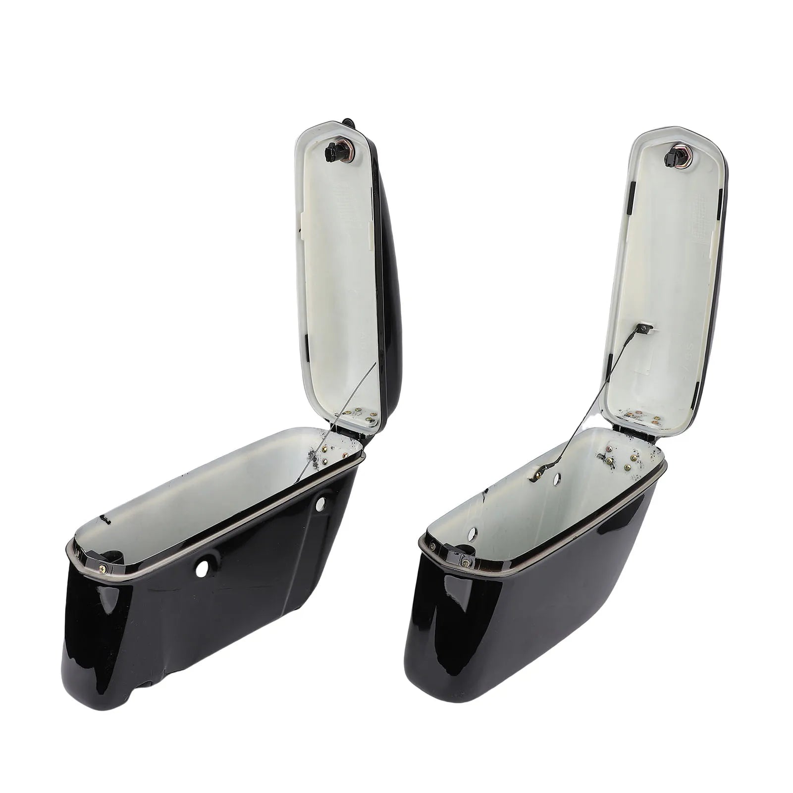 1Pair of Universal 22L Motorcycle Hard Saddle Bags with Lock Rugged ABS Motorcycle Trunk Side Storage Carrier Glossy Black Qme