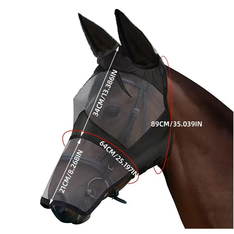 Caremaster Horse Fly Mask Full Face Cool Breeze Mesh Protects Eyes Qme