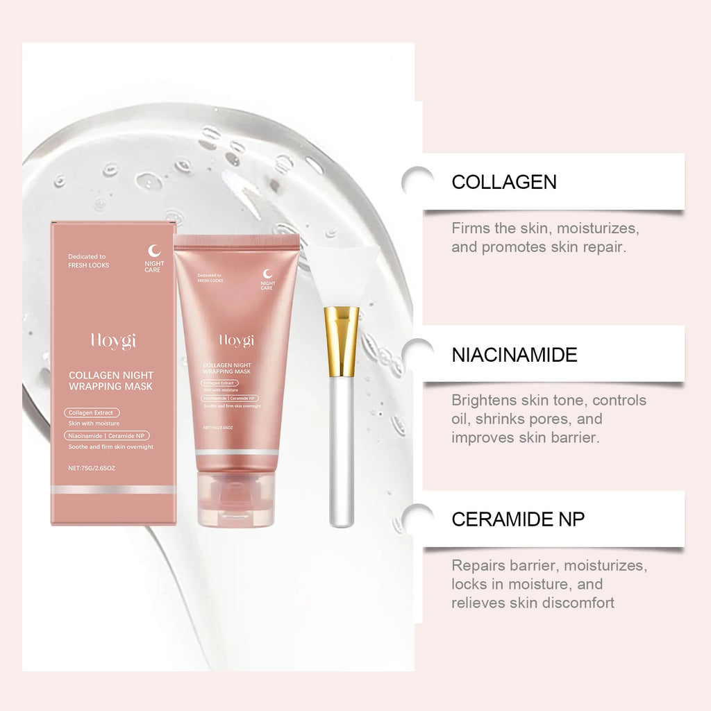 Collagen Peel Off Face Mask Pore Shrinking Hydrating Moisturizing Night Wrapping Mask Cream Firming Skin Peel-off Facial Mask Qme