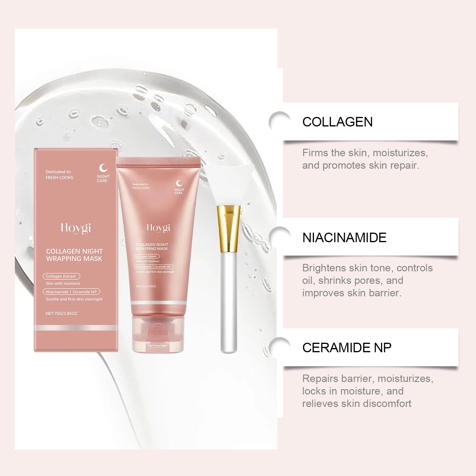 Collagen Peel Off Face Mask Pore Shrinking Hydrating Moisturizing Night Wrapping Mask Cream Firming Skin Peel-off Facial Mask Qme