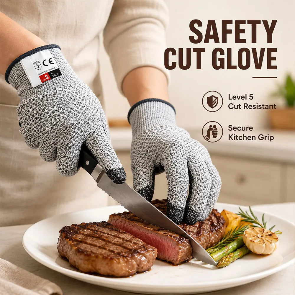 Food Grade Touch Screen Anti Cutting Gloves 1/3/5Set Protective Safety Gloves For Kitchen Slaughter Fish Killing Processing Qme