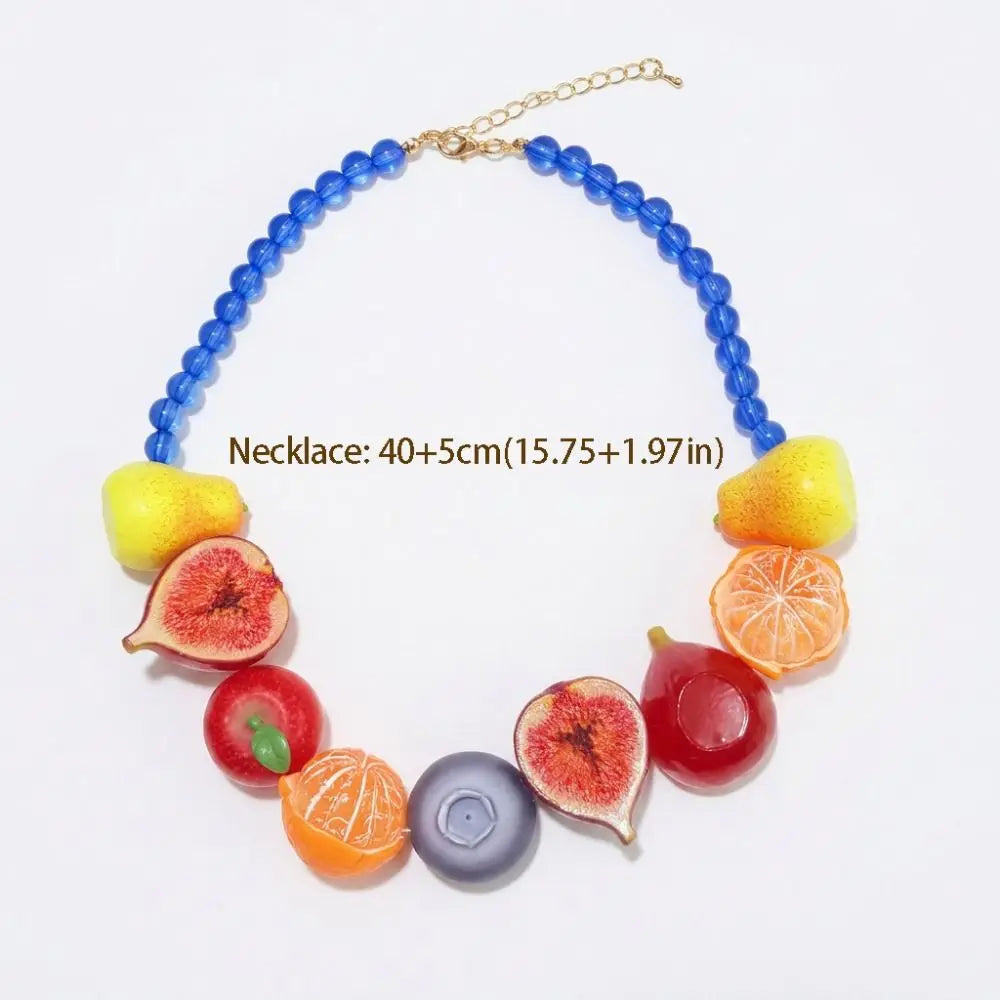 Simple Layered Beads Fruit Necklace Stackable Blueberries Multi Layer Qme
