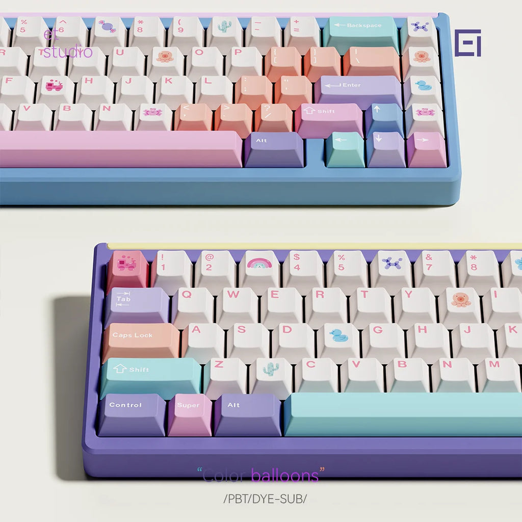 CHOSFOX&ET 149 Keys PBT Keycaps Customized Five Sided Hot Sublimation Balloon Parties Cherry Height Mechanical Keyboard DIY Qme