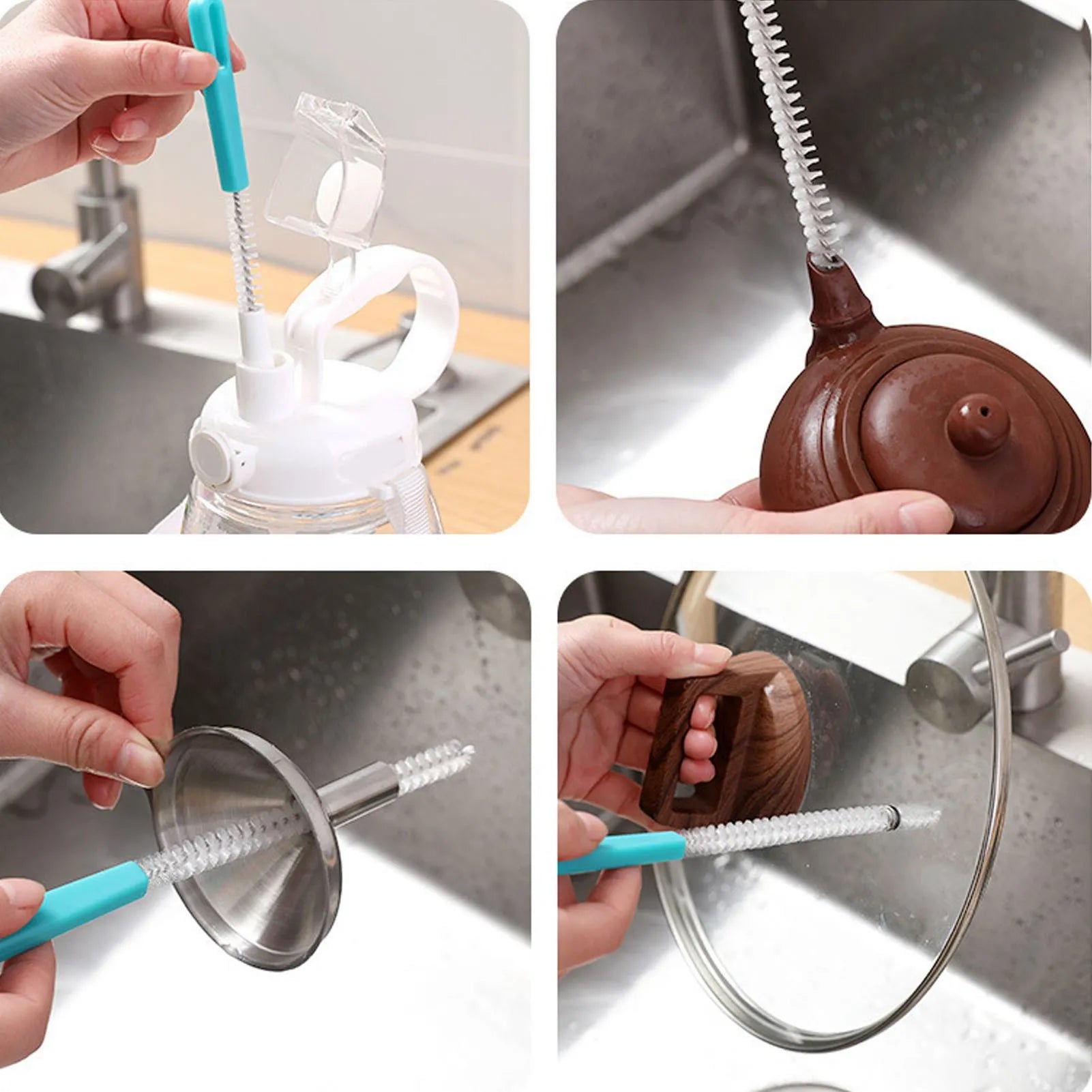 Extra Long Nylon Pipe Cleaning Brush Mini Drain Brush Flexible Tube Bottle Straw Cleaner for Sink Sewer Hole Kitchen Tool Qme