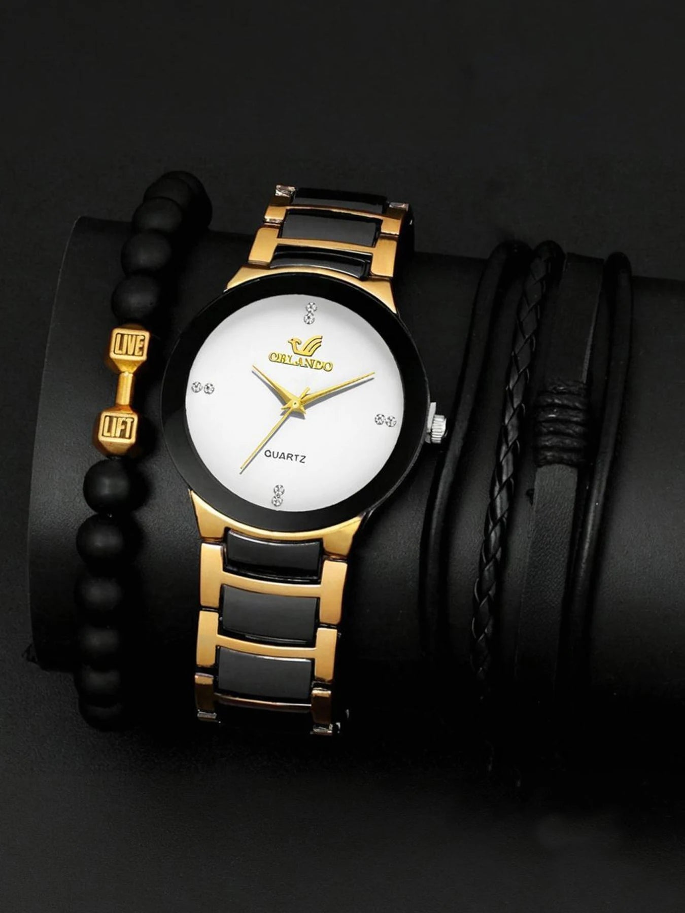 3-piece Women's Watch Fashion Watch Women's Versatile High end Women's Watch Women's Watch Set Qme WHITE No