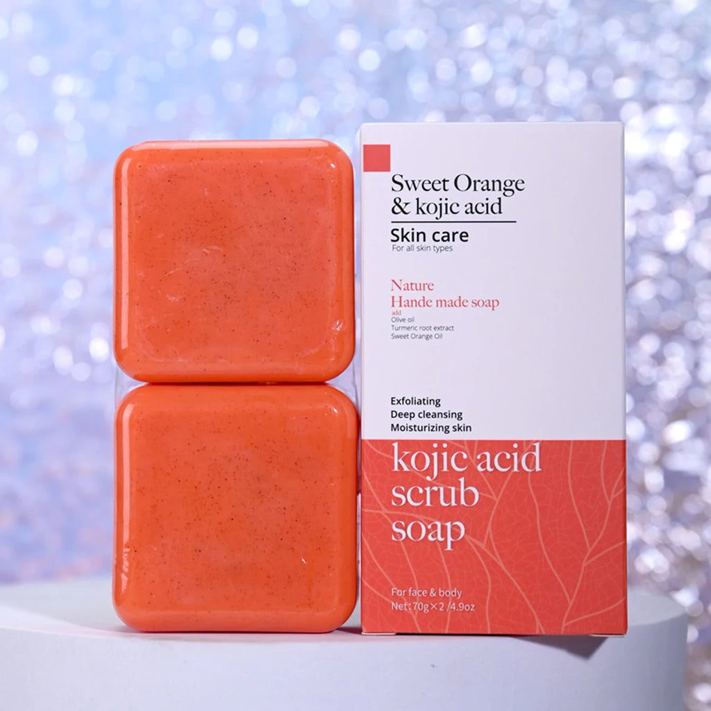 Kojic Acid Scrub Soap Orange Fragrance Body Face Wash Nature Qme