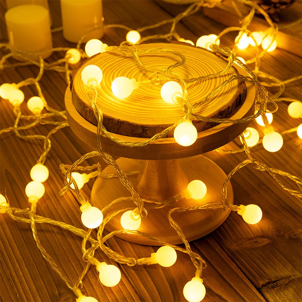 String Lights Camping Lamp Outdoor Crystal Globe Waterproof USB Qme