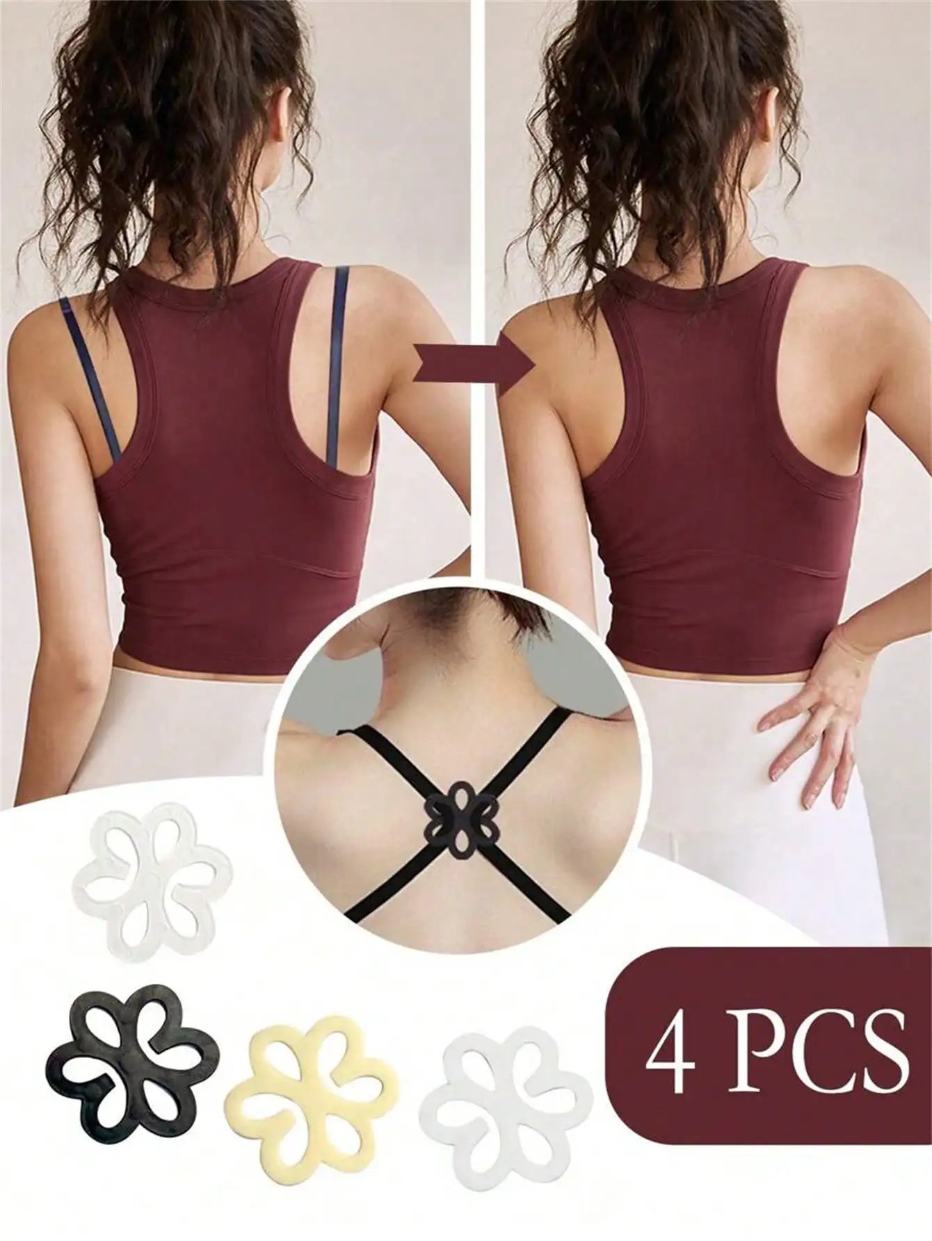 4-piece Flower Shaped Heart-shaped Butterfly Bra Buckle Invisible Qme