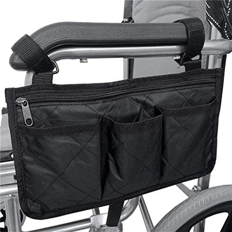 Wheelchair Armrest Storage Bag Waterproof Side Organizer Universal Qme