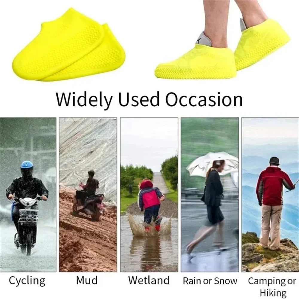 1 Pair Silicone WaterProof Shoe Covers Lip-resistant Rubber Rain Boot Rain Gear Overshoes Accessories for Outdoor Rainy Day Qme